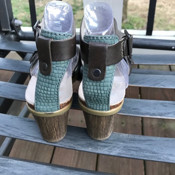 DANSKO Dominique Teal Brown T-Strap Open Toe Block Heel | EU 37 - Picture 4 of 12